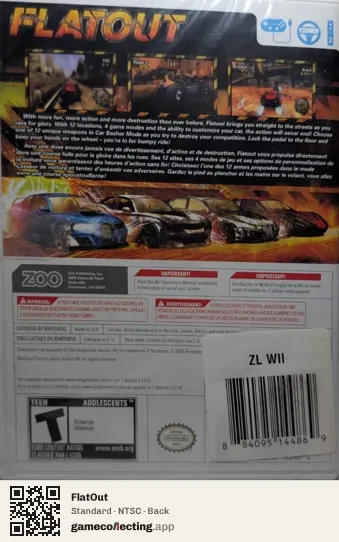 FlatOut Nintendo Wii, NTSC box back