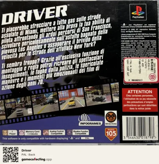 Driver PlayStation, PAL box back