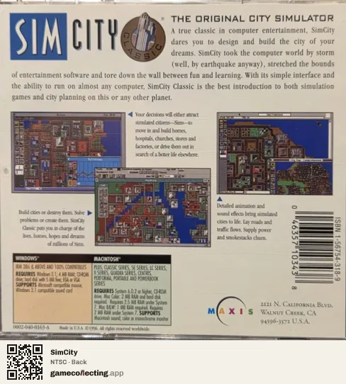 SimCity Computer, NTSC box back