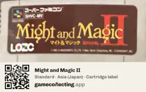 Might and Magic II Super Nintendo Entertainment System, Asia cartridge label