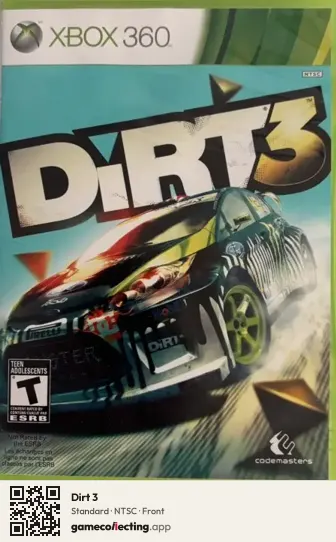 Dirt 3 Xbox 360, NTSC box front