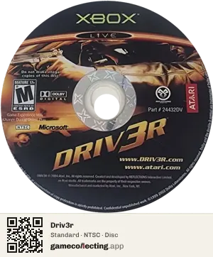 Driv3r Xbox, NTSC disc