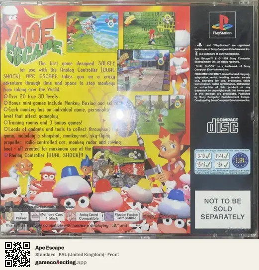 Ape Escape PlayStation, United Kingdom box front
