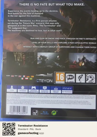 Terminator: Resistance PlayStation 4, PAL box back