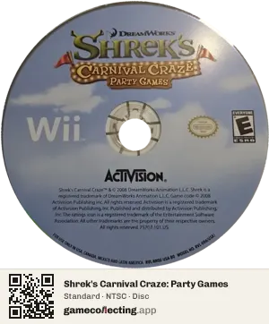 Shrek's Carnival Craze: Party Games Nintendo Wii, NTSC disc