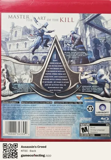 Assassin's Creed PlayStation 3, NTSC box back