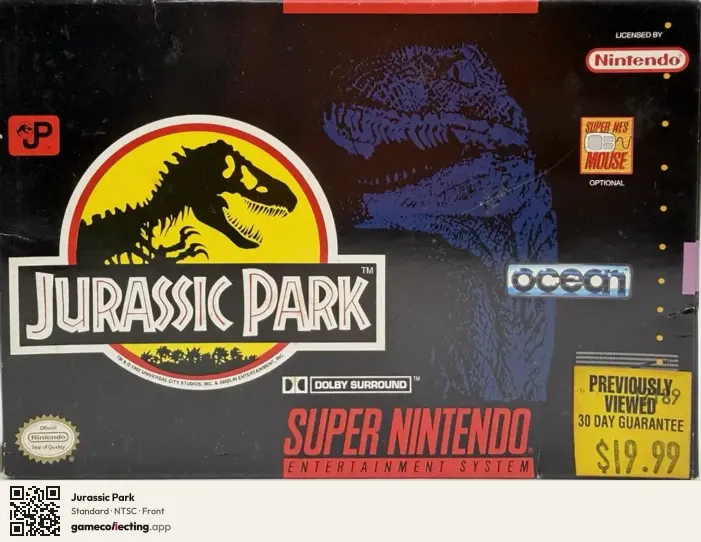 Jurassic Park Super Nintendo Entertainment System, NTSC box front