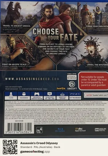 Assassin's Creed Odyssey PlayStation 4, Australia box back