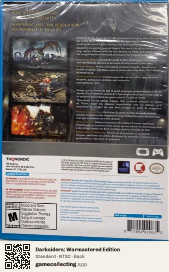 Darksiders: Warmastered Edition Nintendo Wii U, NTSC box back