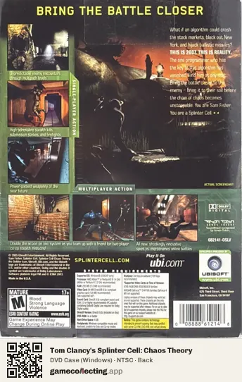 Tom Clancy's Splinter Cell: Chaos Theory Computer, NTSC box back