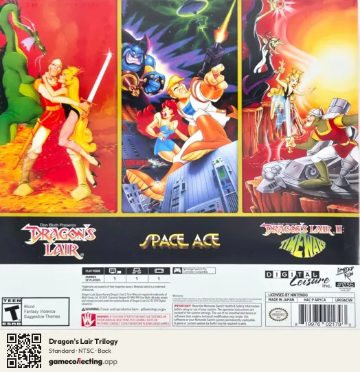 Dragon's Lair Trilogy Nintendo Switch, NTSC box back