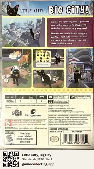 Little Kitty, Big City Nintendo Switch, NTSC box back