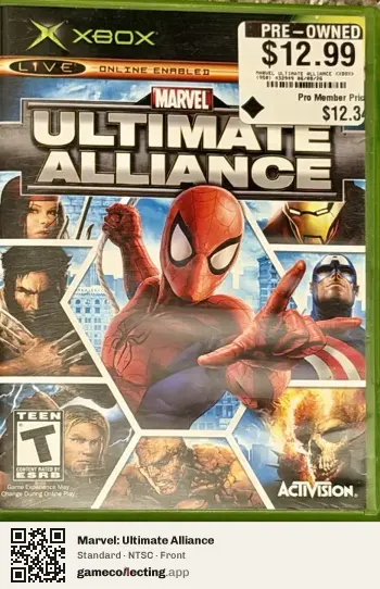 Marvel: Ultimate Alliance Xbox, NTSC box front