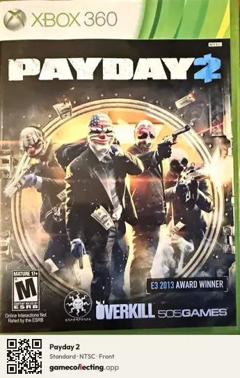 Payday 2 Xbox 360, NTSC box front