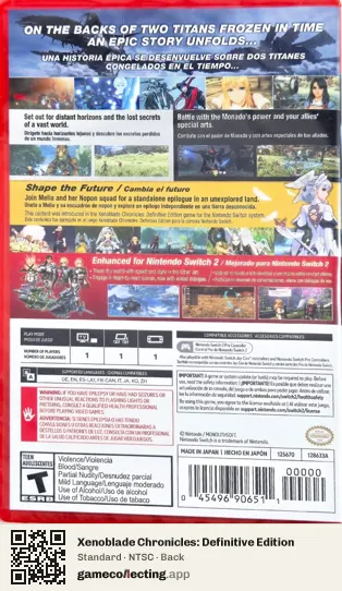 Xenoblade Chronicles: Definitive Edition Nintendo Switch 2, NTSC box back