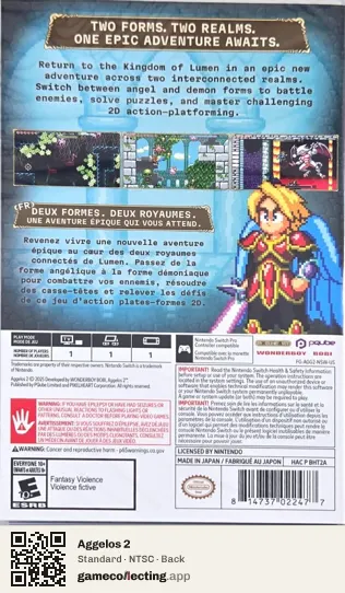 Aggelos 2 Nintendo Switch, NTSC box back