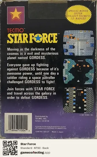 Star Force Nintendo Entertainment System, NTSC box back