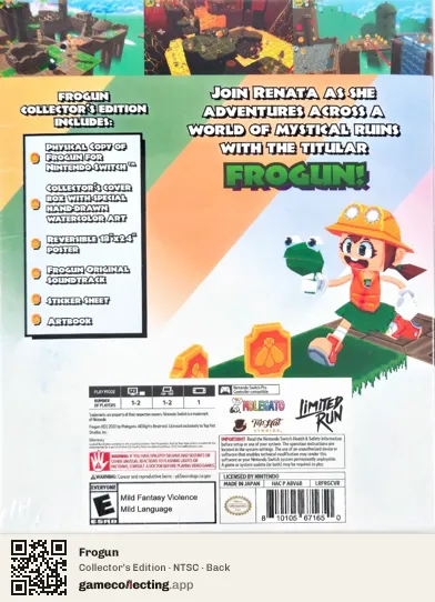 Frogun Nintendo Switch, NTSC box back