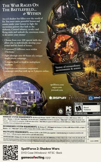 SpellForce 2: Shadow Wars Computer, NTSC box back