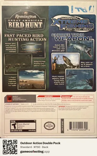 Outdoor Action Double Pack Nintendo Wii, NTSC box back