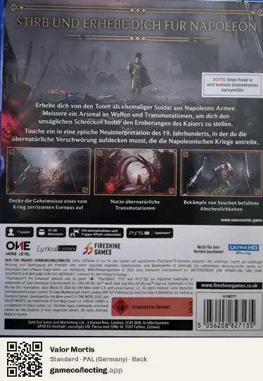 Valor Mortis PlayStation 5, Germany box back