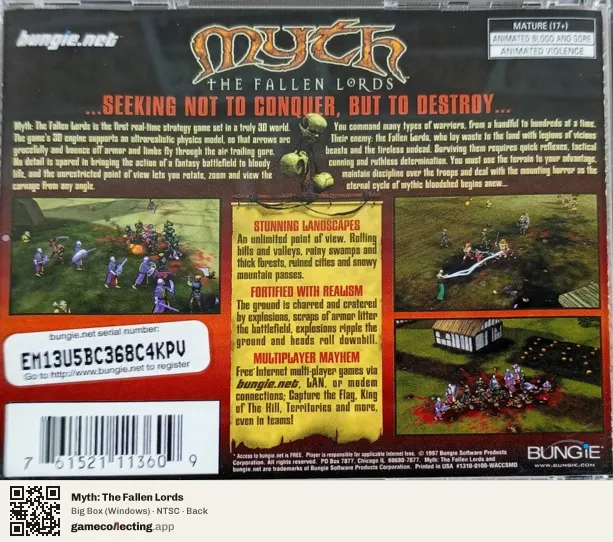 Myth: The Fallen Lords Computer, NTSC box back