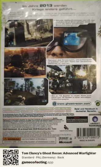 Tom Clancy's Ghost Recon: Advanced Warfighter Xbox 360, Germany box back