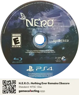 N.E.R.O.: Nothing Ever Remains Obscure PlayStation 4, NTSC disc