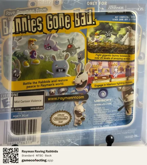 Rayman Raving Rabbids Game Boy Advance, NTSC box back