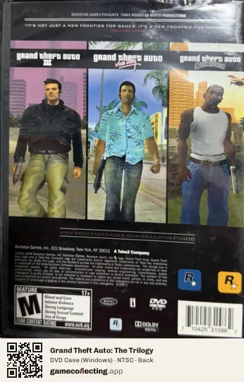 Grand Theft Auto: The Trilogy Computer, NTSC box back