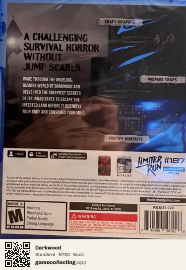 Darkwood PlayStation 5, NTSC box back