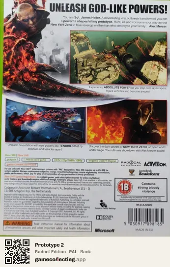 Prototype 2 Xbox 360, PAL box back