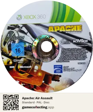 Apache: Air Assault Xbox 360, PAL disc