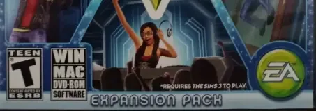 The Sims 3: Showtime, the ESRB box on its front