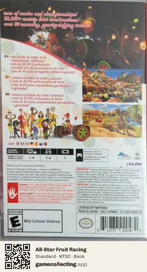 All-Star Fruit Racing Nintendo Switch, NTSC box back