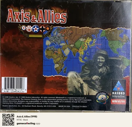 Axis & Allies (1998) Computer, NTSC box back