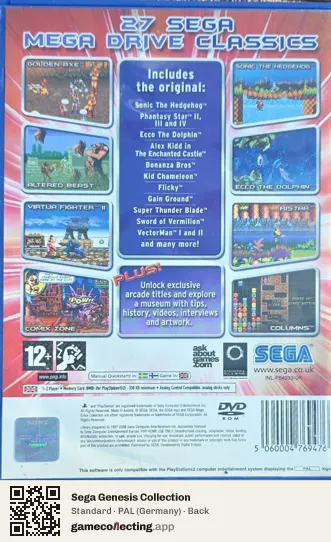 Sega Genesis Collection PlayStation 2, Germany box back