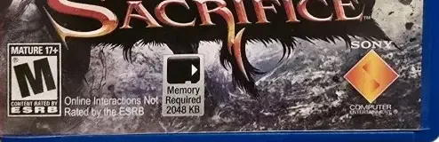 Soul Sacrifice, the ESRB box on its front