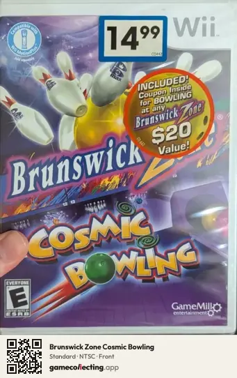 Brunswick Zone Cosmic Bowling Nintendo Wii, NTSC box front
