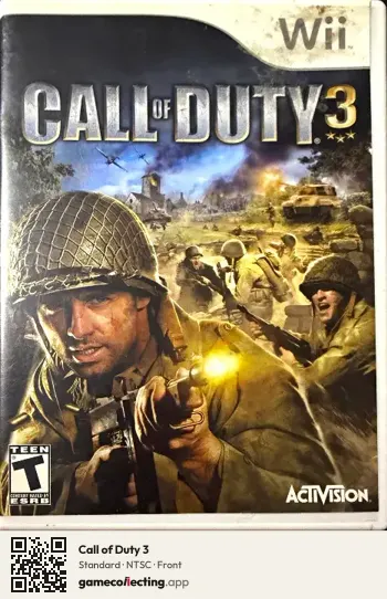 Call of Duty 3 Nintendo Wii, NTSC box front