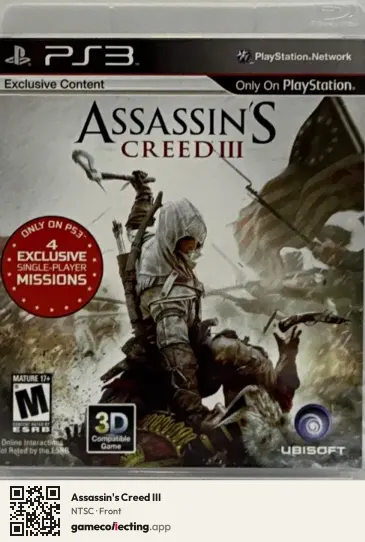 Assassin's Creed III PlayStation 3, NTSC box front