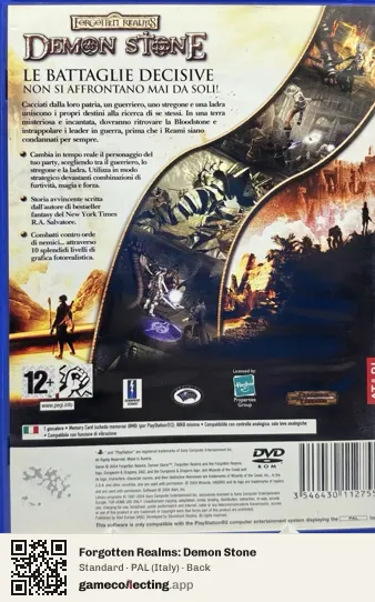 Forgotten Realms: Demon Stone PlayStation 2, Italy box back