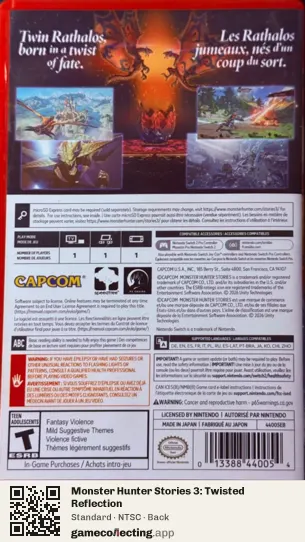 Monster Hunter Stories 3: Twisted Reflection Nintendo Switch 2, NTSC box back