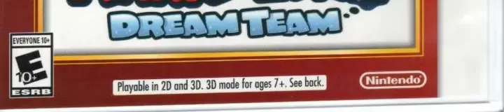 Mario & Luigi: Dream Team, the ESRB box on its front
