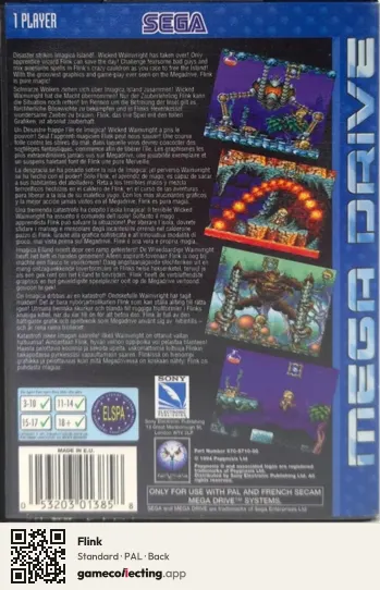 Flink Sega Mega Drive / Genesis, PAL box back