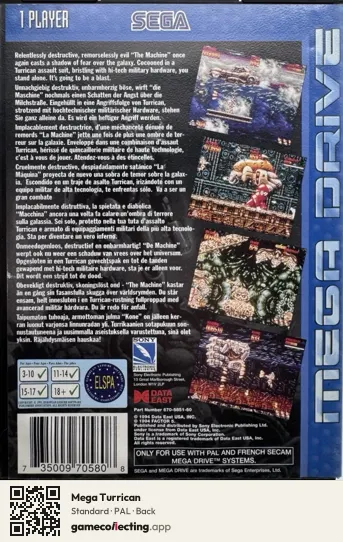 Mega Turrican Sega Mega Drive / Genesis, PAL box back
