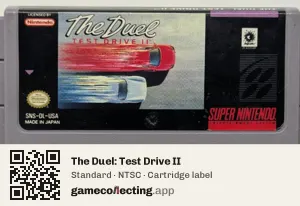 The Duel: Test Drive II Super Nintendo Entertainment System, NTSC cartridge label