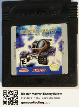Blaster Master: Enemy Below Game Boy Color, NTSC cartridge label