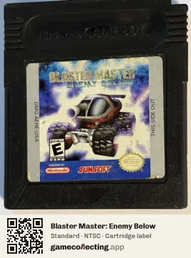 Blaster Master: Enemy Below Game Boy Color, NTSC cartridge label