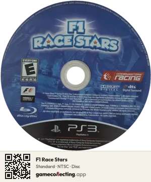 F1 Race Stars PlayStation 3, NTSC disc